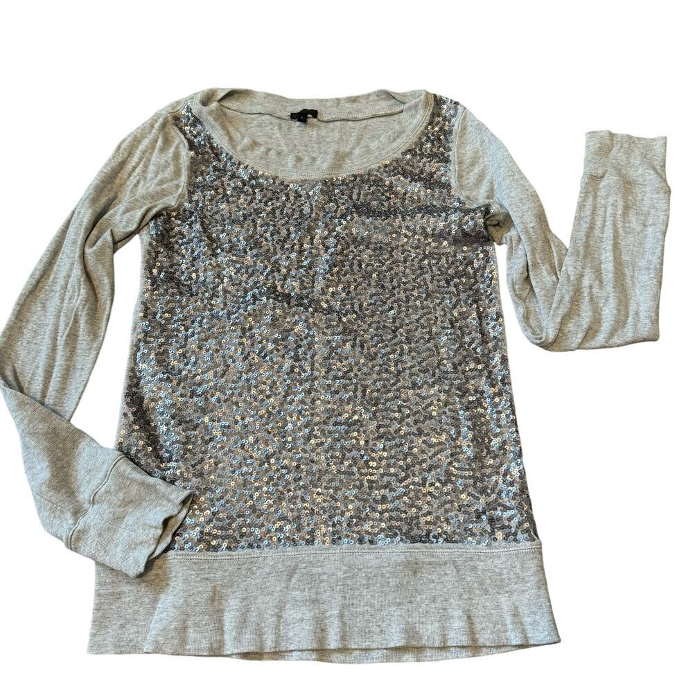 J .Crew Heather Grey Sequin Long Sleeve Shirt Size S